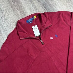 New Polo Ralph Lauren Sweater Mens XXL Red Estate Rib 1/4 Zip Pullover Pony Logo